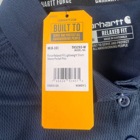 Carhartt Force Relaxed Fit Polo Shirt Womens Medium Blue New Moisture Wicking - Picture 10 of 11